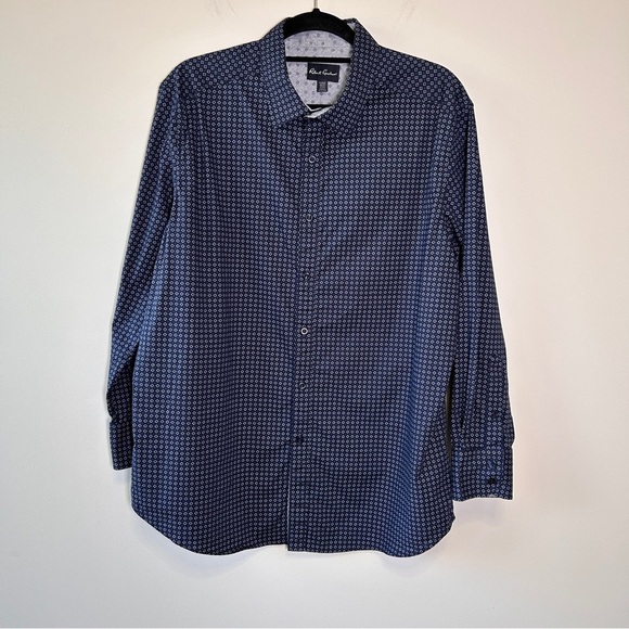 Robert Graham Men’s Large Navy Diamond Patterned Shirt Long sleeve Button up - Picture 2 of 9